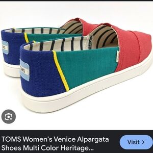 TOMS Women's Red and Blue Espadrilles
